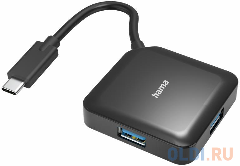 Разветвитель USB Type-C HAMA H-200112 4 х USB 3.1 USB Type-C черный, размер 5,3 х 1,3 х 5,3 см