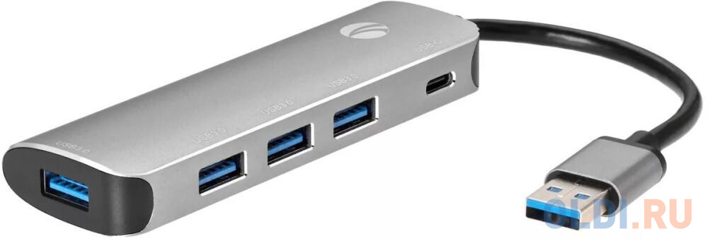 Адаптер концентратор USB 3.1 Type-A --> 4 USB3.0 Alum Shell  HUB+ PD, VCOM <CU4383A> двухдиапазонный wi fi usb адаптер zyxel nwd7605 ax1800 802 11a b g n ac ax 600 1200 мбит с usb3 0