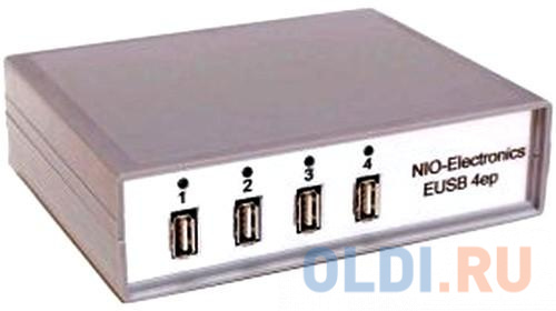 Концентратор USB Type A Nio-Electronics NIO-EUSB 4EP 4 x USB 2.0 RJ-45 серый