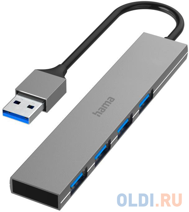 

Разветвитель USB 3.0 Hama H-200114 4порт. серый (00200114)