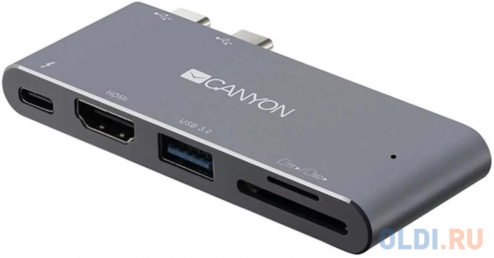 Концентратор Thunderbolt 3 Canyon CNS-TDS05DG 1 х USB 3.0 HDMI SD/SDHC microSD microSDXC SDXC Thunderbolt3 серый