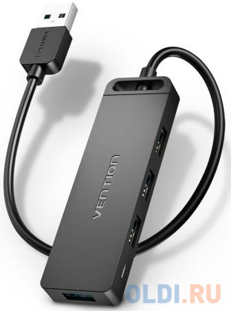 Концентратор Vention OTG USB 3.0 на 4 порта Черный - 0.15м. фото