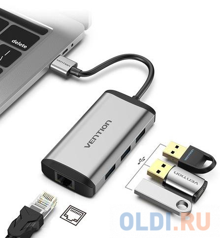 Vention USB 3.0 to USB3.0*3/Gigabit Ethernet Docking Station фото