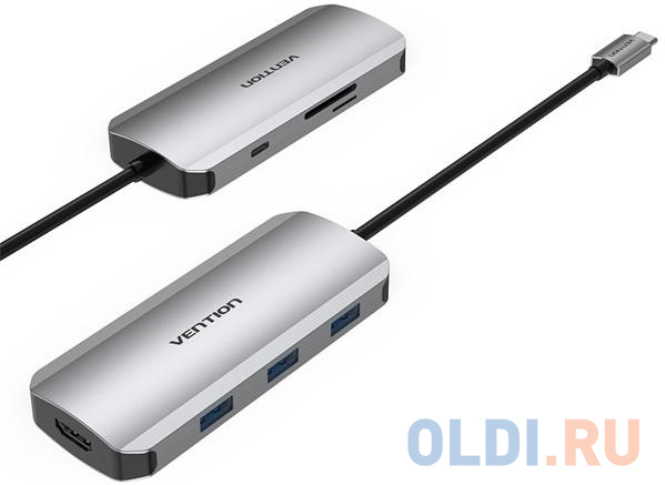 Vention USB-C to HDMI/USB 3.0x3/SD/TF/PD Docking Station Gray 0.15M Aluminum Alloy Type 1pcs 6pcs 10000uf 50v 35x50mm nichicon kg type ii 50v 10000uf gold tune pitch 10mm audio electrolytic capacitor alloy feet