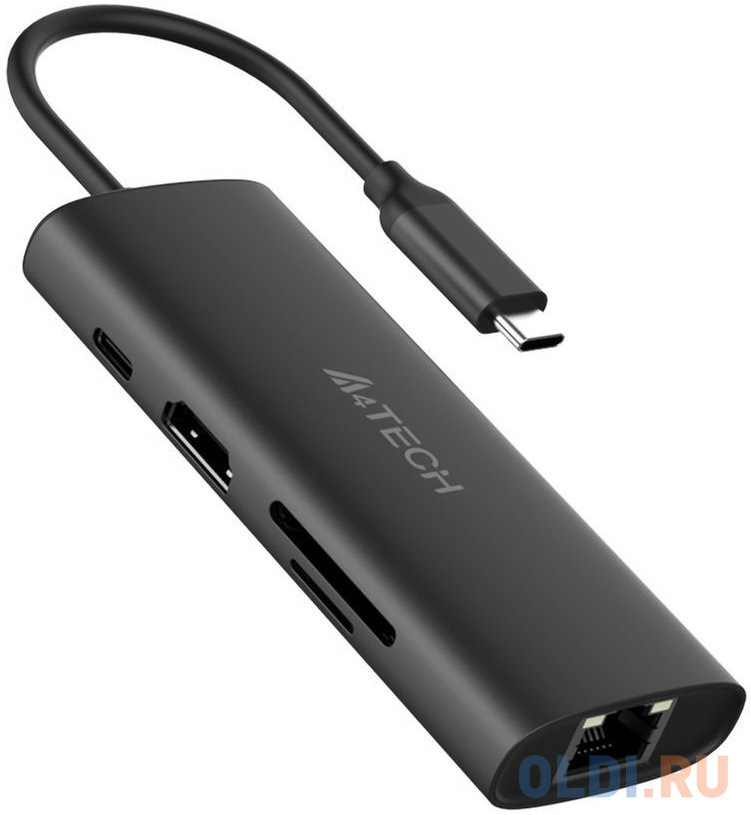 Разветвитель USB Type-C A4TECH DST-80C 2 х USB 2.0 RJ-45 HDMI USB Type-C SD серый, размер 105х16х40 мм - фото 7