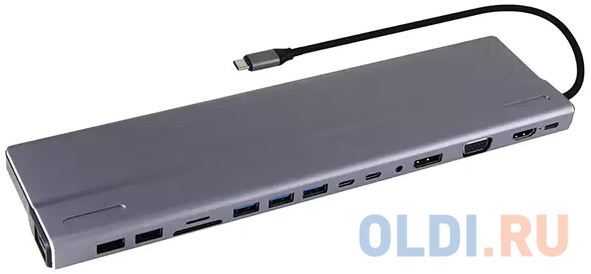 Адаптер TypeC -->3*USB3.0+2*USB2.0+VGA+RJ45+SD+TF+AUD+HDMI+DP+2*USB3.1 Data+PD<CU4703> кабель адаптер usb3 1 type cm hdmi usb3 0 rj45 pd charging vcom cu455