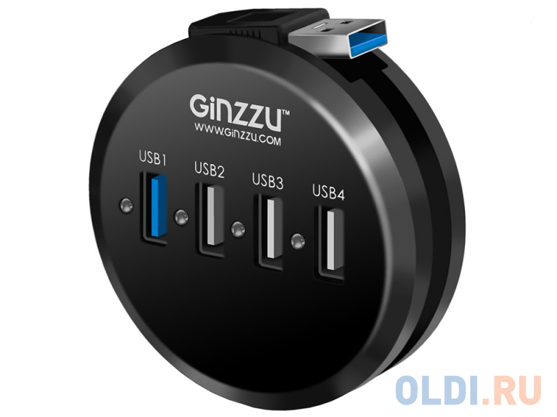 Концентратор USB 3.0/2.0 Ginzzu GR-314UB, 4 порта (1xUSB3.0+3xUSB2.0) фото
