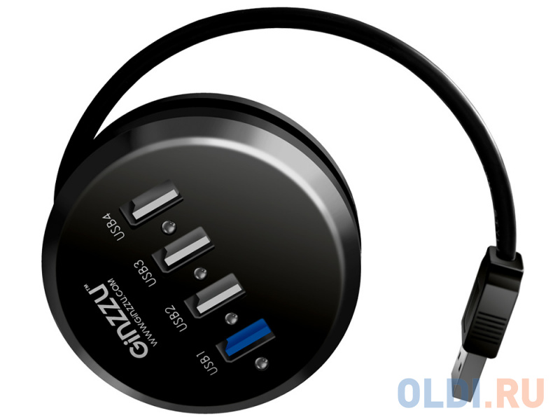 Концентратор USB 3.0/2.0 Ginzzu GR-314UB, 4 порта (1xUSB3.0+3xUSB2.0) фото