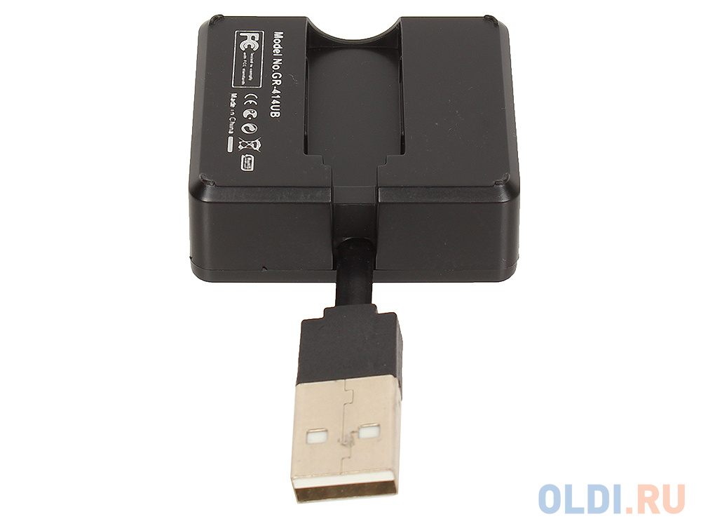 Концентратор USB 2.0 Ginzzu, 4 порта, черный (GR-414UB) фото