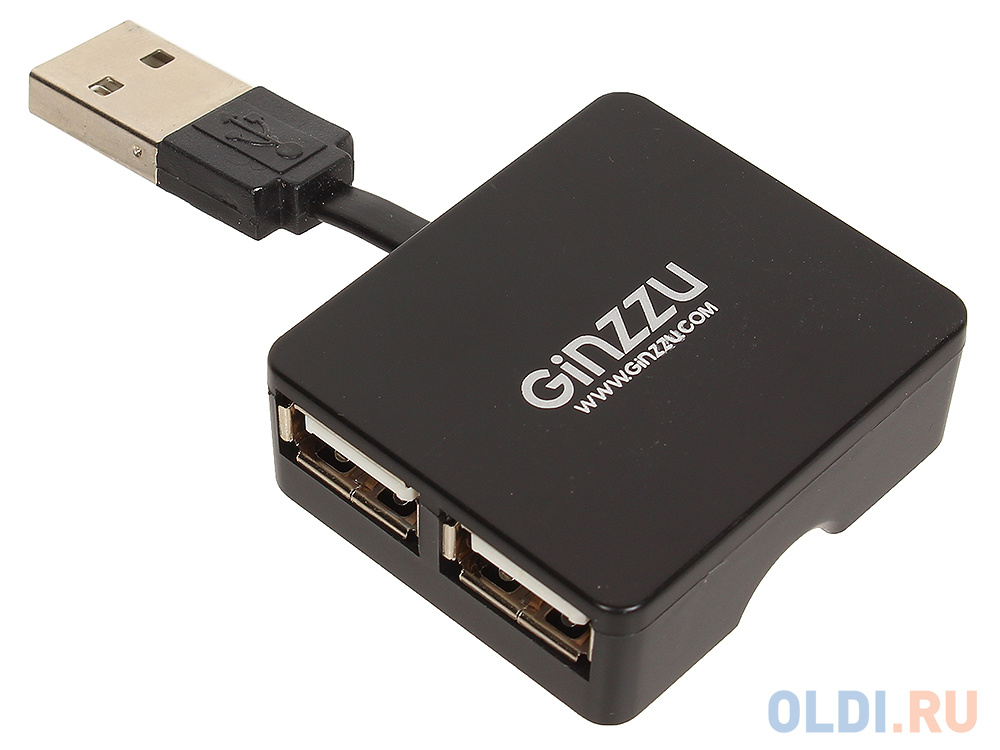 Концентратор USB 2.0 Ginzzu, 4 порта, черный (GR-414UB) фото