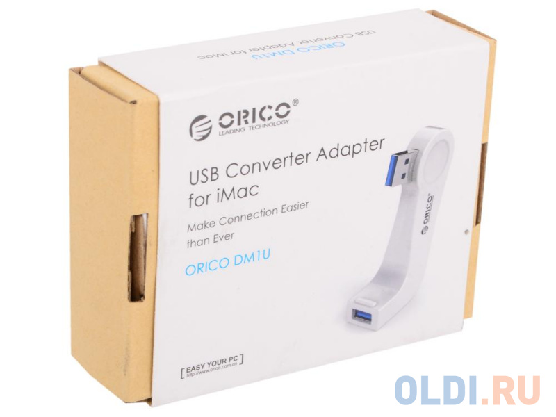 Концентратор USB Orico DM1U-WH 1 порт USB 3.0 белый фото