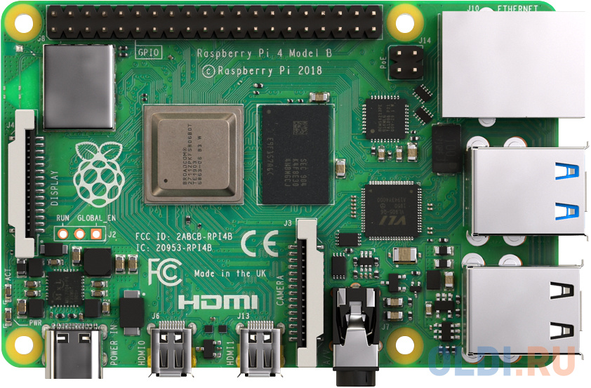 Raspberry Pi 4 Model B (RA545) Retail, 4GB RAM, Broadcom BCM2711 Quad core Cortex-A72 (ARM v8) 64-bit SoC @ 1.5GHz CPU, WiFi, Bluetooth, 40-pin GPIO, фото