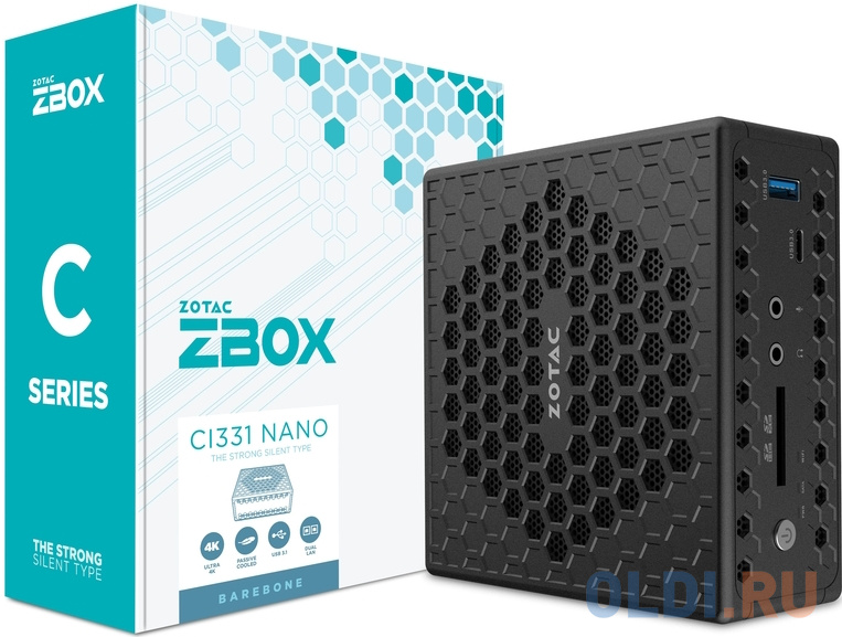 Платформа ZBOX-CI331NANO-BE FANLESS, Intel N5100, 2X DDR4-2933, 2x GLAN, WIFI ac, BT, SATA III SLOT, DP/HDMI/VGA, EU+UK PLUG (622878) фото