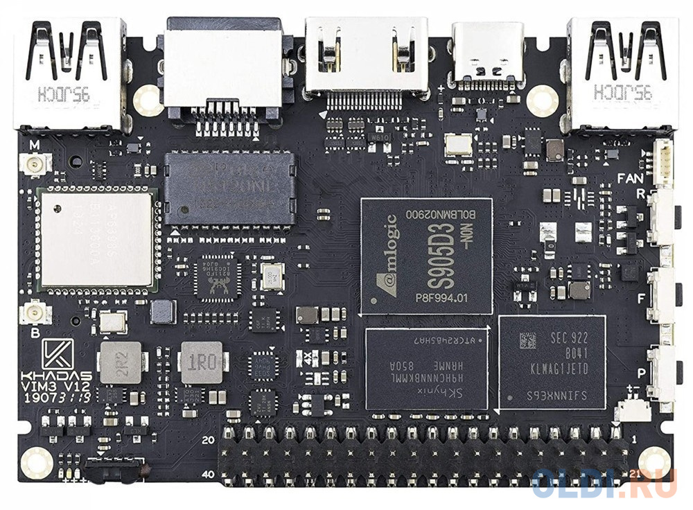 VIM3L HTPC Kit Amlogic S905D3 with 1.2 TOPS NPU, 2GB LPDDR4/X, 16GB eMMC, AP6398S, DIY Case, IR Remote, Heatsink...(657375)