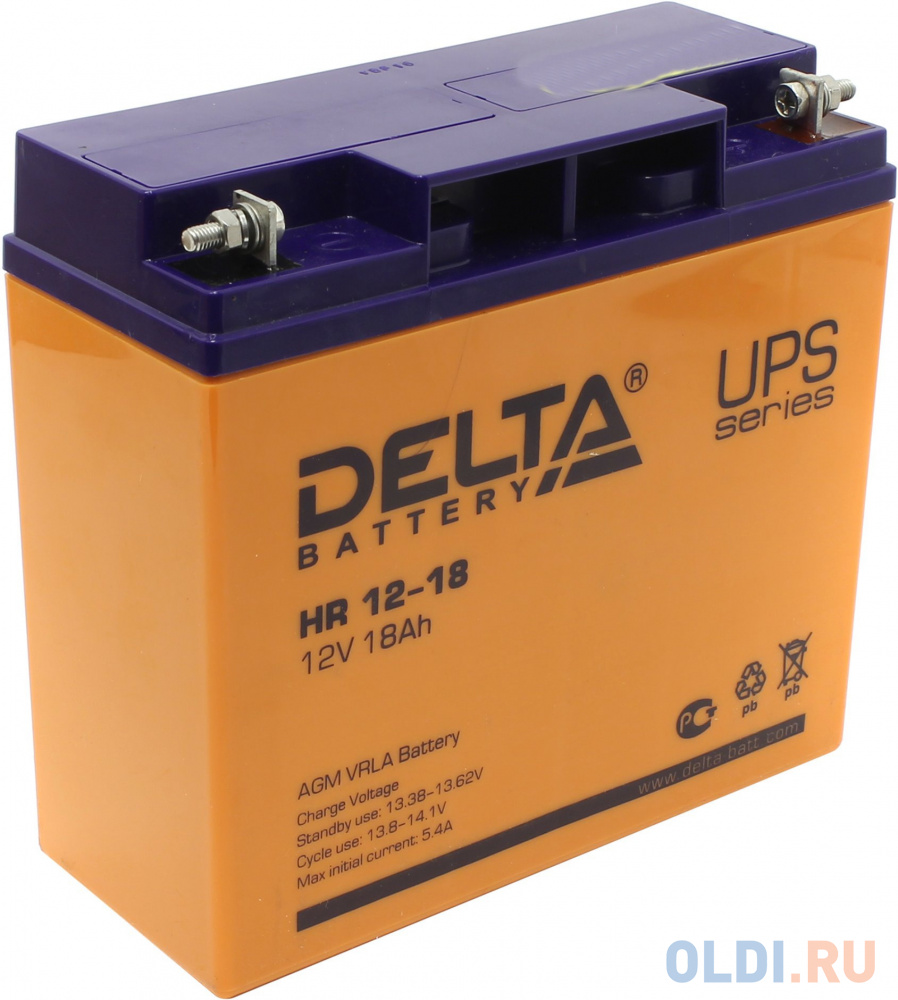 Батарея Delta HR 12-18 18Ач 12B батарея для ибп delta gel 12 200 12в 200ач