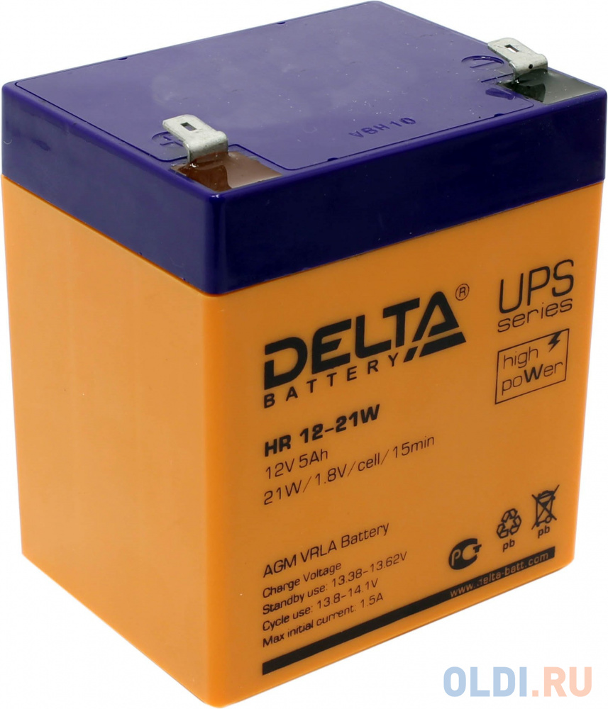 Батарея Delta HR 12-21W 5Ач 12B аккумуляторная батарея delta hr 12 12 12v 12ah