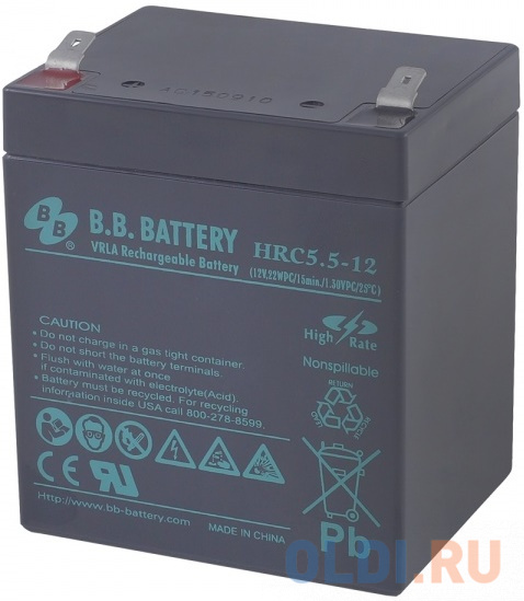 Батарея B.B. Battery HRC 5.5-12 5Ач 12B батарея b b battery hr 9 6 8ач 6b