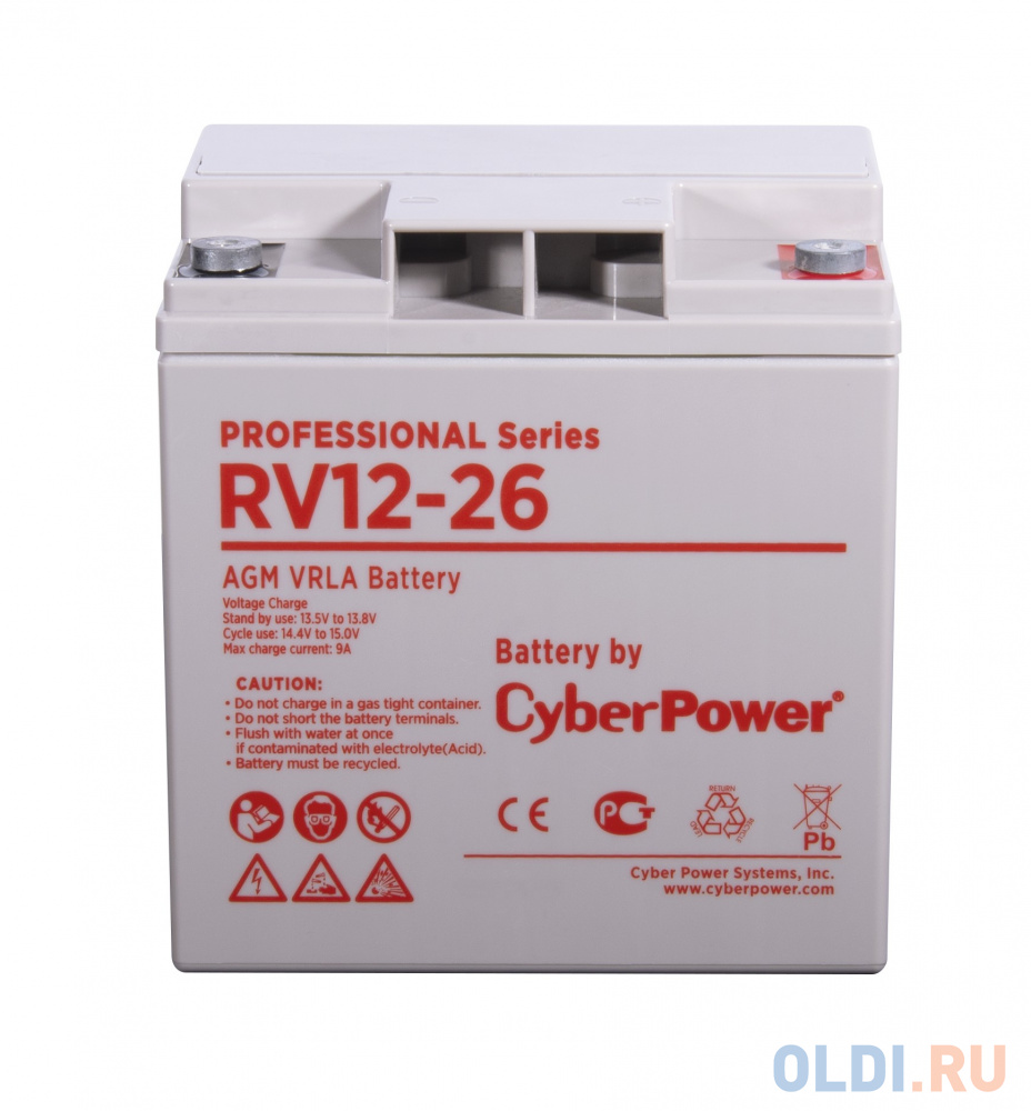 Battery CyberPower Professional series RV 12-26 / 12V 26 Ah battery cyberpower professional series rv 12 55 voltage 12v capacity discharge 20 h 60ah capacity discharge 10 h 55 6ah max discharge current