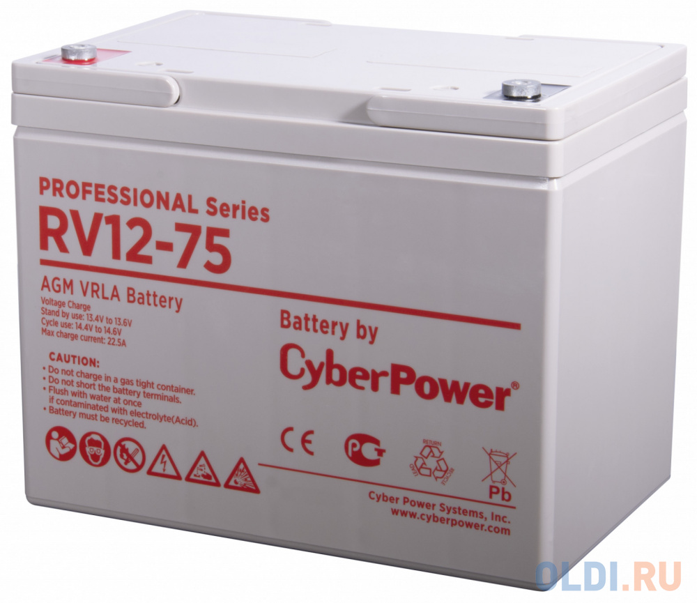 Battery CyberPower Professional series RV 12-75 / 12V 75 Ah battery cyberpower standart series rc 12 250 12v 250 ah