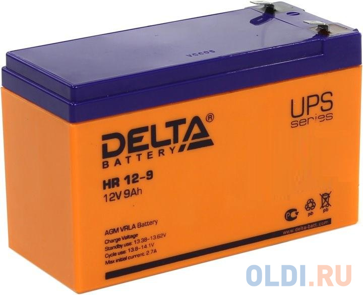 Аккумулятор Delta HR 12-9 12V9Ah delta gel 12 45 12v 45ач свинцово кислотный аккумулятор