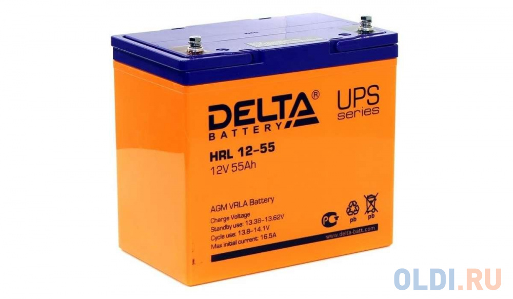 Delta HRL 12-55 X (55 А\\ч, 12В) свинцово- кислотный  аккумулятор - фото 1