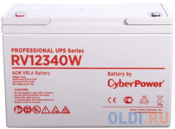 Battery CyberPower Professional UPS series RV 12340W, voltage 12V, capacity (discharge 20 h) 96.4Ah, capacity (discharge 10 h) 92.7Ah, max. discharge - фото 2