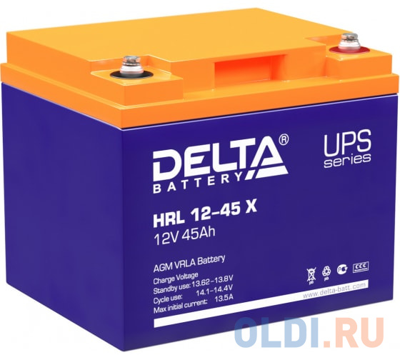 Delta HRL 12-45 X (45А\\ч, 12В) свинцово- кислотный  аккумулятор - фото 1