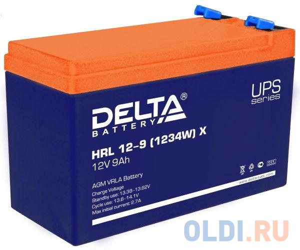 Delta HRL 12-9 X (9А\\ч, 12В) свинцово- кислотный  аккумулятор delta hrl 12 12 x 12а ч 12в свинцово кислотный аккумулятор