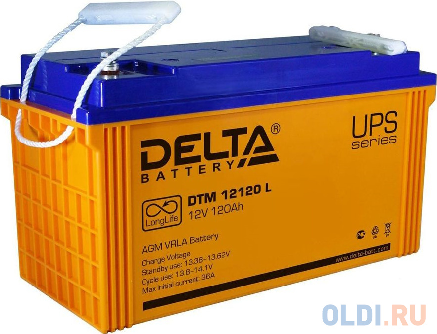 Батарея для ИБП Delta DTM 12120 L 12В 120Ач аккумуляторная батарея delta bt 1226 напряжение 12в емкость 26ач 167х175х126mm