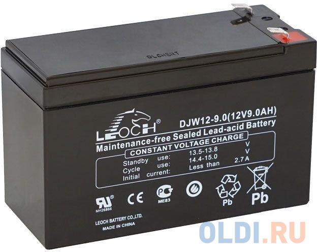 Батарея Powercom LEOCH DJW12-9.0 12В 9Ач батарея powercom ват vgd rm 36v для vrt 1000xl vgd 1000 rm vgd 1500 rm
