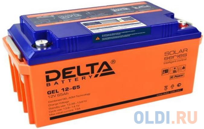 GEL 12-65 Delta Аккумуляторная батарея аккумуляторная батарея delta bt 1226 напряжение 12в емкость 26ач 167х175х126mm