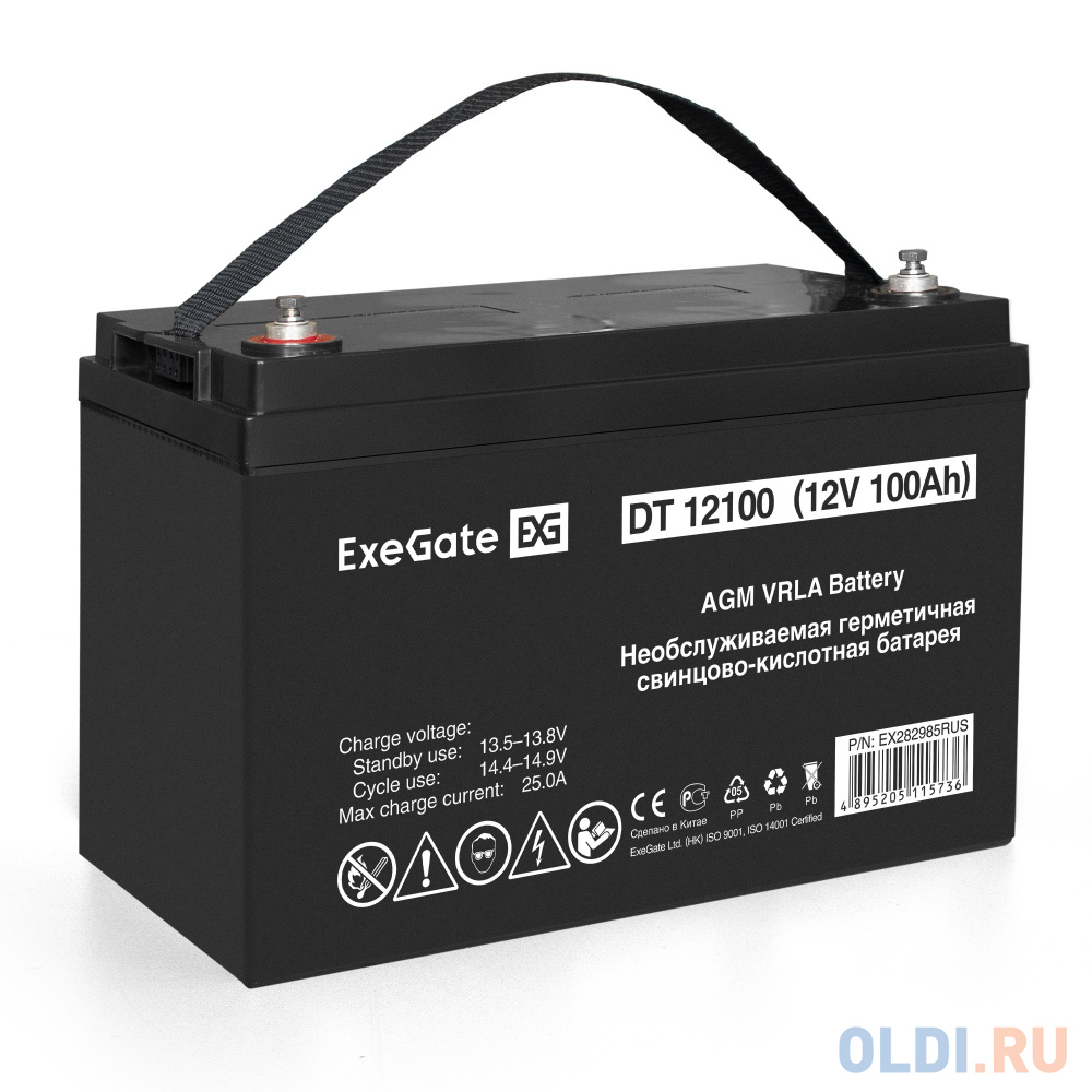 Аккумуляторная батарея ExeGate DT 12100 (12V 100Ah, под болт М6) EX282985RUS - фото 1