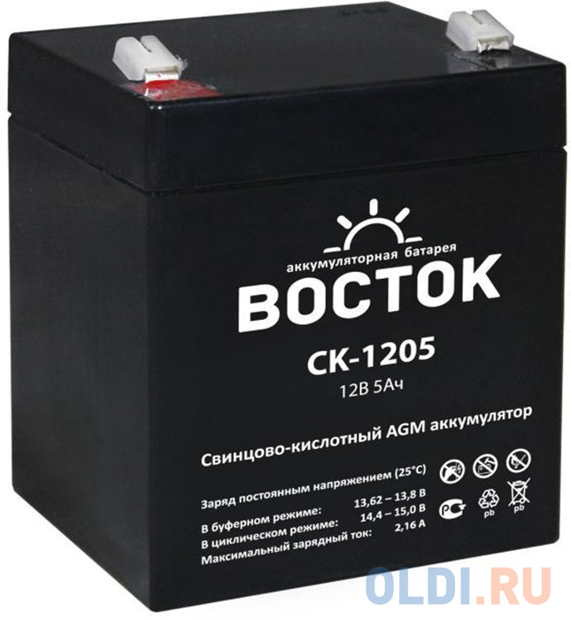 ВОСТОК (PRO) СК-1205 (12V/5Ач) свинцово- кислотный аккумулятор delta hr 6 15 15 а ч 6 в свинцово кислотный аккумулятор