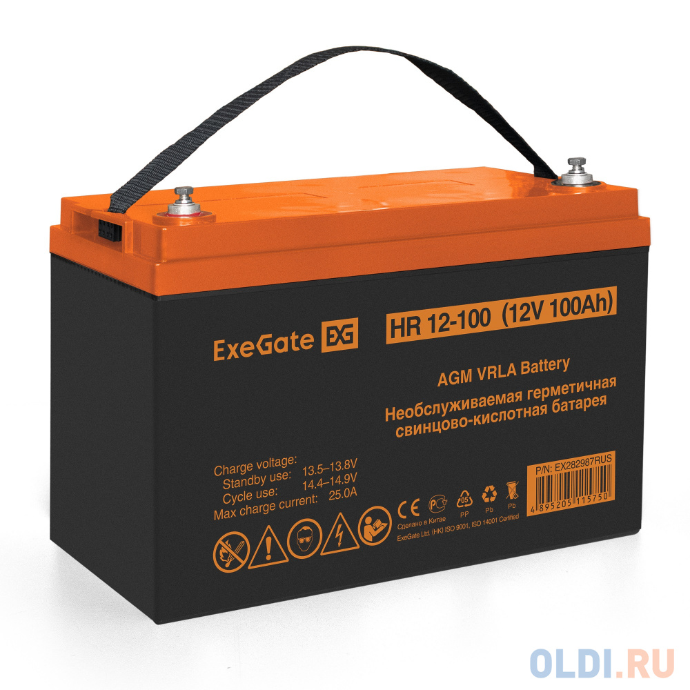Аккумуляторная батарея ExeGate HR 12-100 (12V 100Ah, под болт М6) EX282987RUS - фото 1