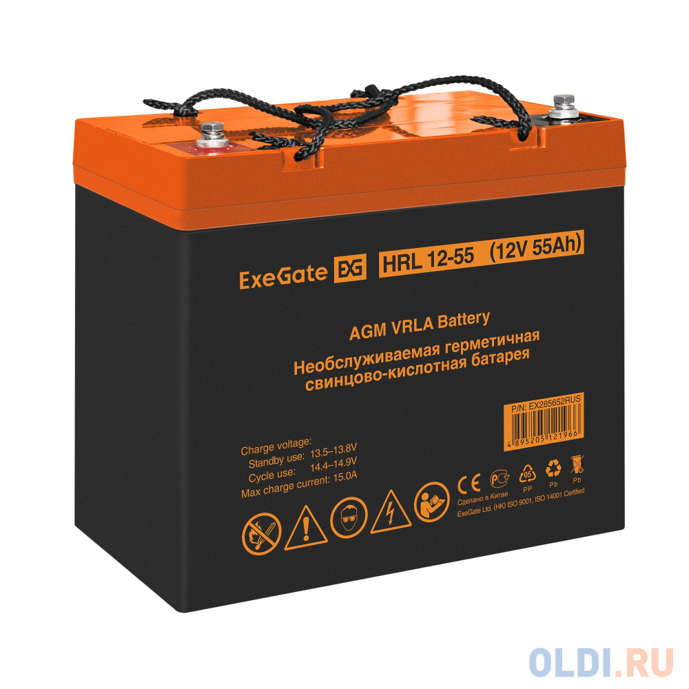 

Аккумуляторная батарея ExeGate HRL 12-55 (12V 55Ah, под болт М6)