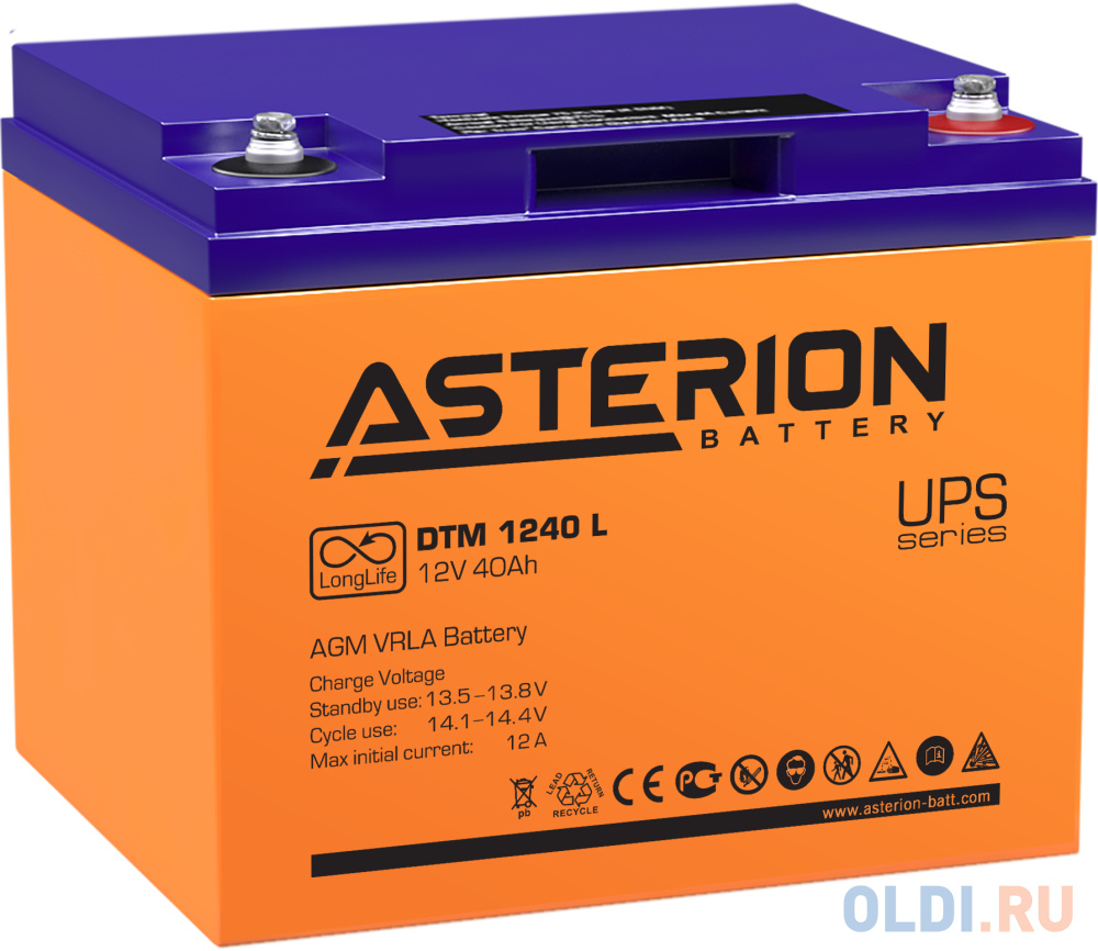 Аккумуляторная батарея Asterion DTM 1240 L 12В/40Ач аккумуляторная отвертка ермак