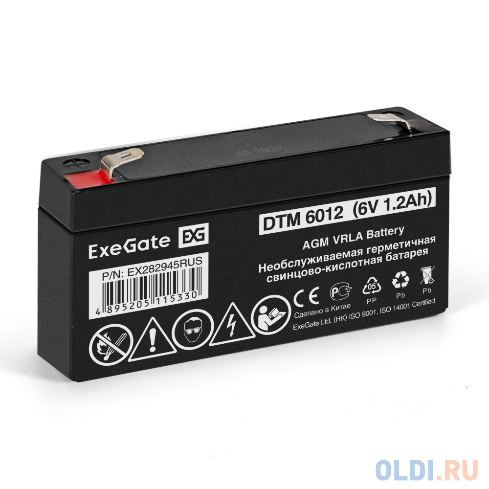 Exegate EX282945RUS Аккумуляторная батарея DTM 6012 (6V 1.2Ah, клеммы F1)