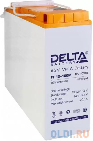 Аккумуляторная батарея Delta FT 12-100 M 12В/100Ач, клемма Болт М6 (508х110х223мм (238мм); 29кг; Срок службы 10-12лет; Г - FT 12-100 M