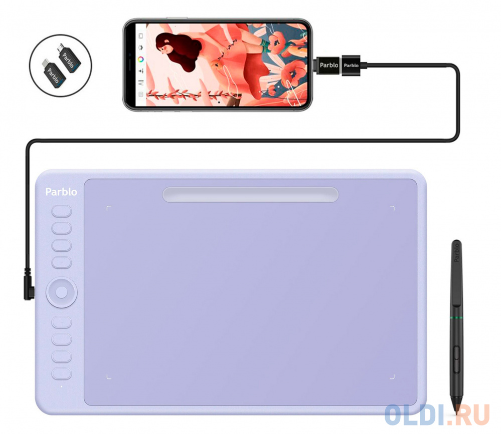 Графический планшет Parblo Intangbo M USB Type-C пурпурный - фото 2