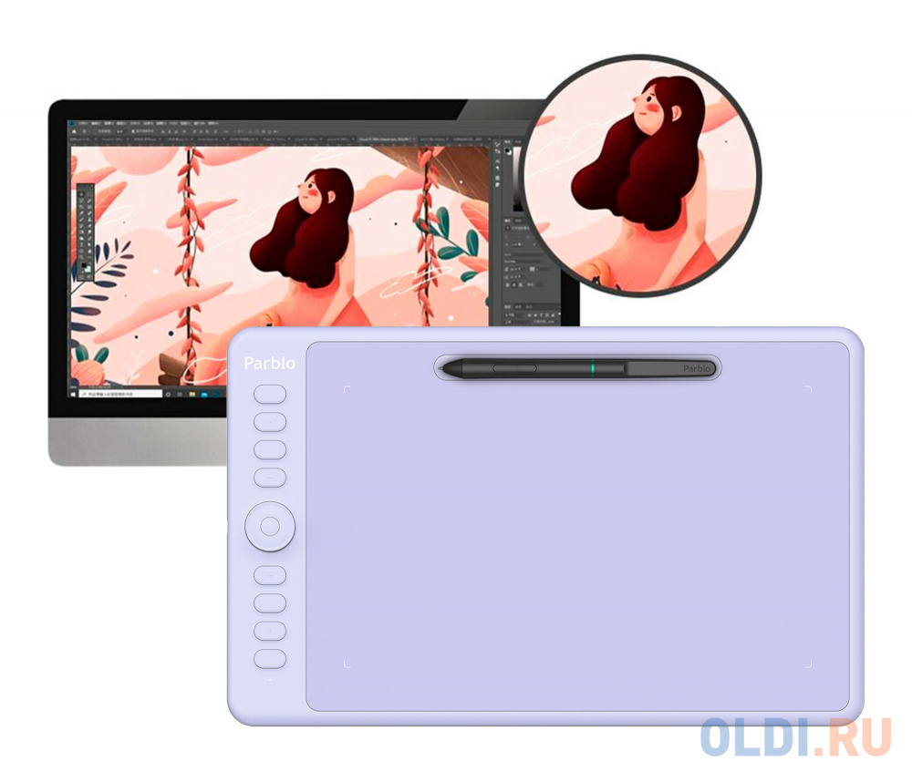 Графический планшет Parblo Intangbo M USB Type-C пурпурный - фото 3