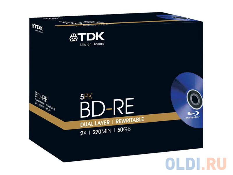 

Диски Blu-Ray TDK BD-RE 50Gb 2x Jewel case 5шт T19796