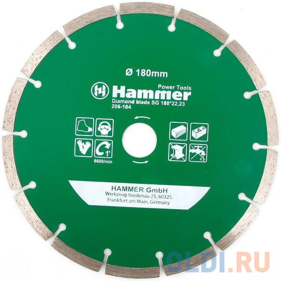 

Диск алм. Hammer Flex 206-104 DB SG 180x22мм сегментный