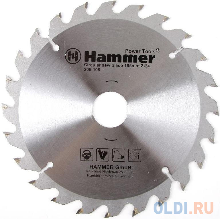 Диск пильный Hammer Flex 205-108 CSB WD  185мм*24*30/20мм по дереву