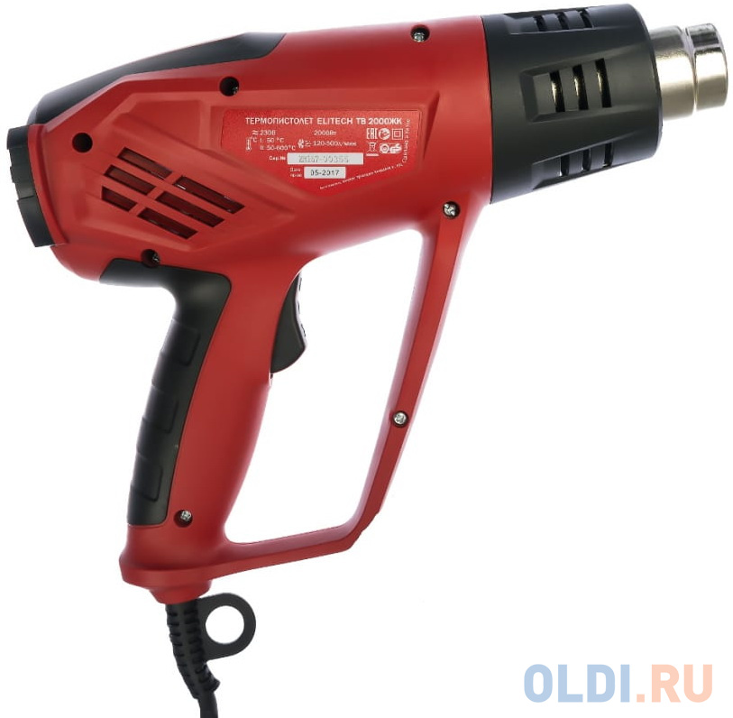 ELITECH ТВ 2000ЖК (Е2207.003.02) Термопистолет,2000Вт,180-500л\\м,вариотемп.50-600грС,0.8кг,чем,4 нас фото