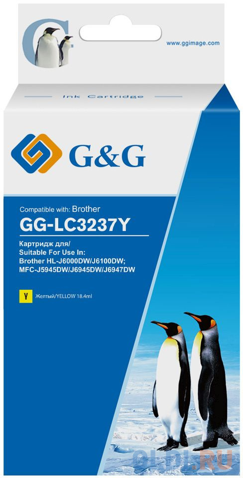 Картридж струйный G&G GG-LC3237Y желтый (18.4мл) для Brother HL-J6000DW/J6100DW ic b3239xl y картридж t2 для brother hl j6000dw j6100dw mfc j5945dw j6945dw j6947d 5000стр желтый с чипом пигментный