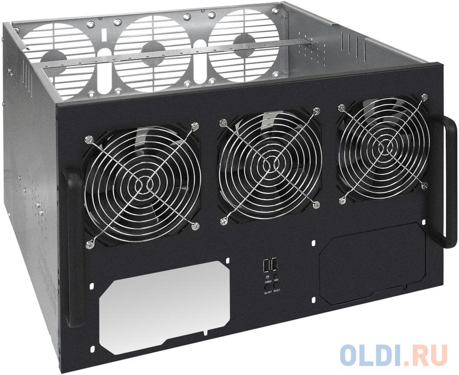 Корпус для майнинга ExeGate Pro 6-470 <без БП, 2*USB, 3*fan 120мм, места под: 6 видеокарт, 2 БП> фото
