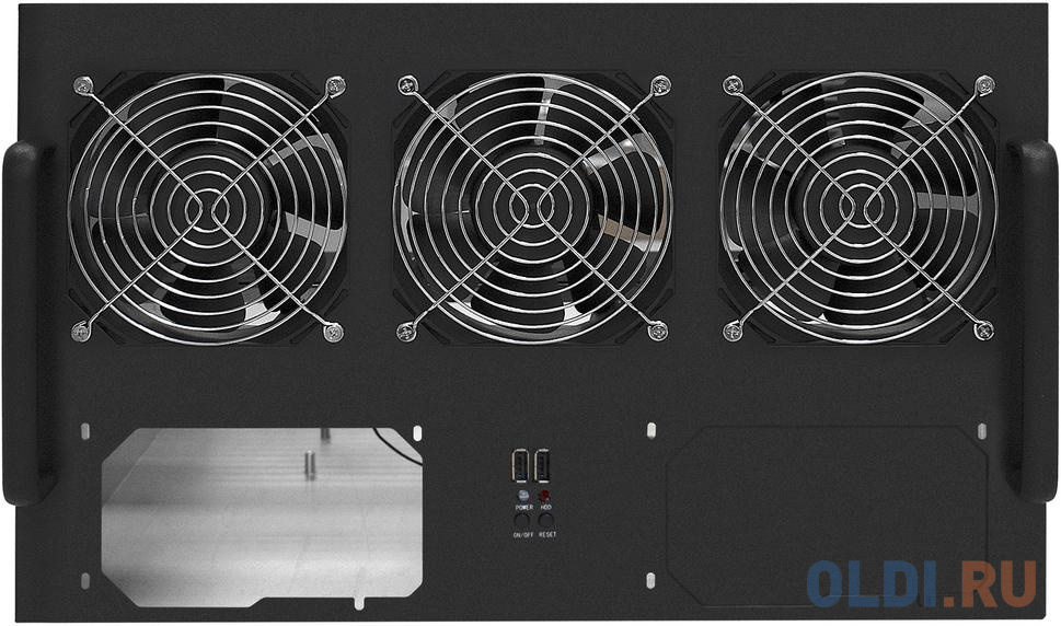 Корпус для майнинга ExeGate Pro 6-470 <без БП, 2*USB, 3*fan 120мм, места под: 6 видеокарт, 2 БП> фото