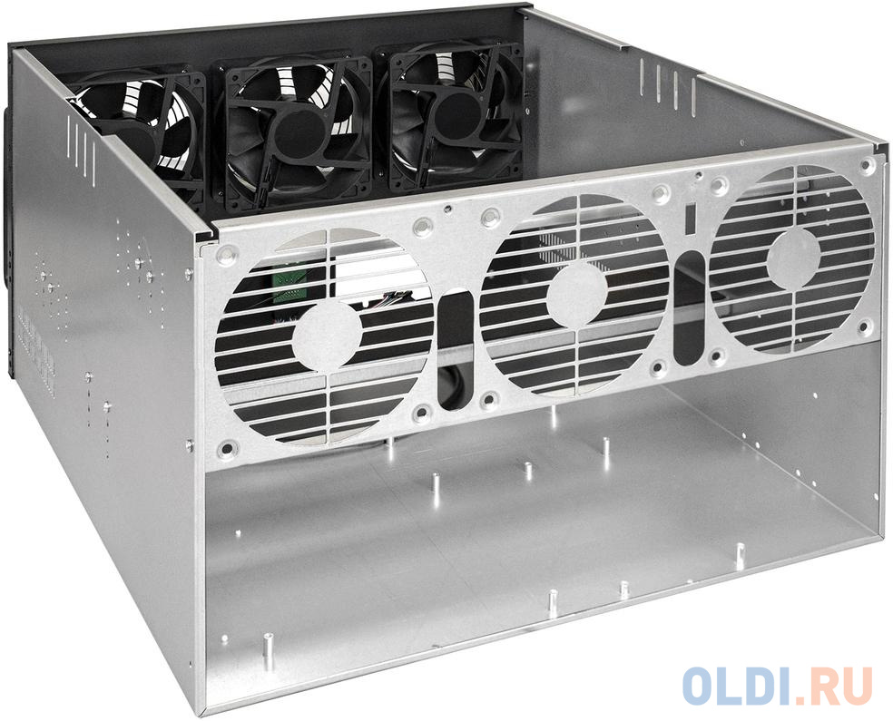 Корпус для майнинга ExeGate Pro 6-470 <без БП, 2*USB, 3*fan 120мм, места под: 6 видеокарт, 2 БП> фото