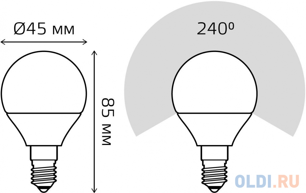 Лампа светодиодная Gauss Elementary 12Вт цок.:E14 шар 220B 3000K св.свеч.бел.теп. (упак.:10шт) (53112) фото