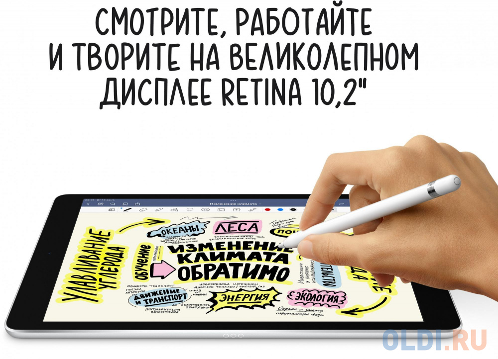 Планшет Apple iPad 2021 A2602 A13 Bionic 6С ROM64Gb 10.2" IPS 2160x1620 iOS серый космос 8Mpix 12Mpix BT WiFi Touch 10hr фото